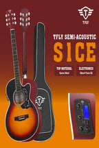TFLY Semi-Acoustic Guitar Sunburst Finish with 3-Band EQ & Tuner - Cutaway Design