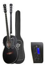 TFLY Semi-Acoustic Guitar Black Finish with 3-Band EQ & Tuner - Cutaway Design