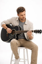 TFLY SA1CP Acoustic Guitar - Black Cutaway Design with Spruce Wood Top