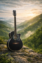 TFLY SA1CP Acoustic Guitar - Black Cutaway Design with Spruce Wood Top