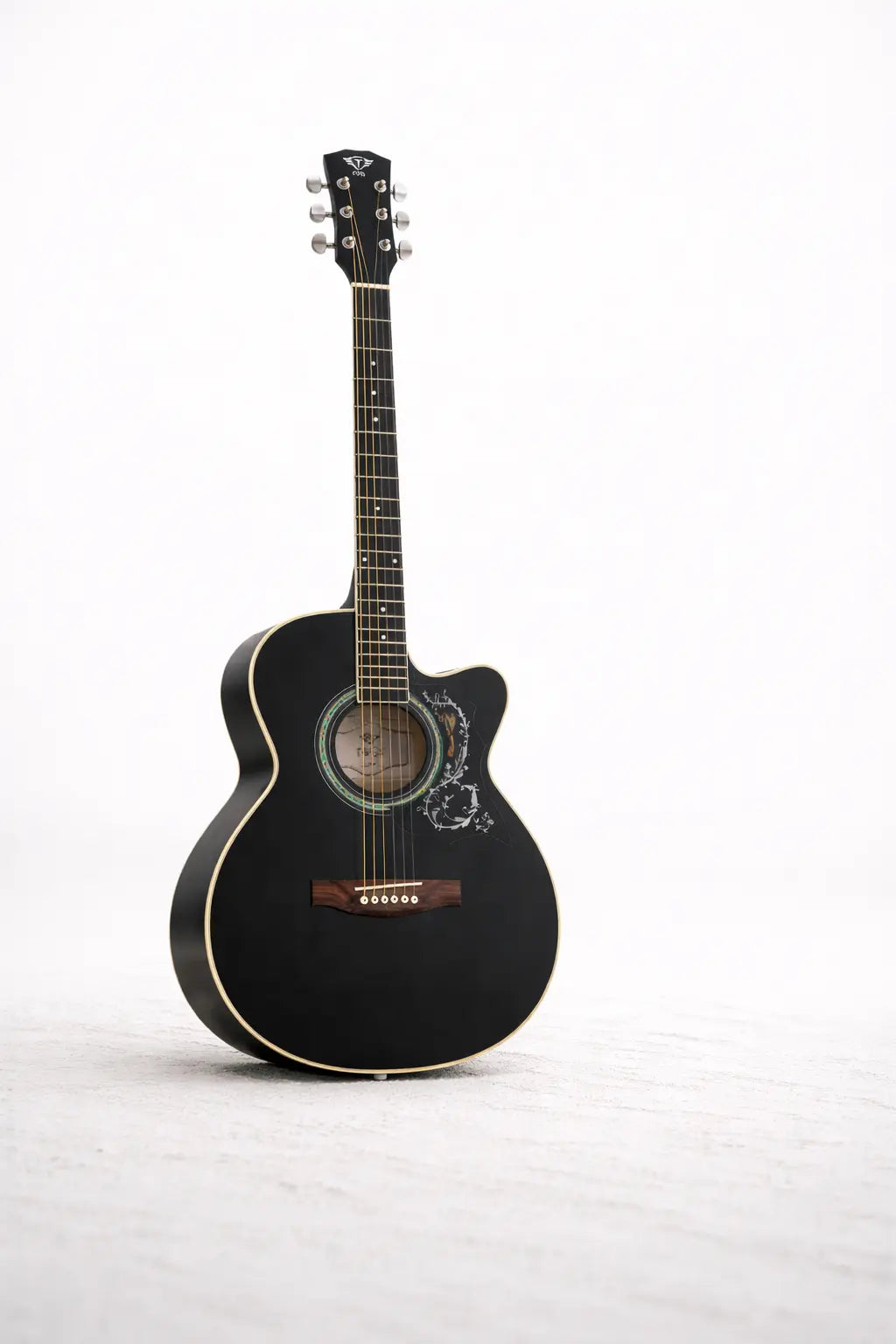 TFLY SA1CP Acoustic Guitar - Black Cutaway Design with Spruce Wood Top