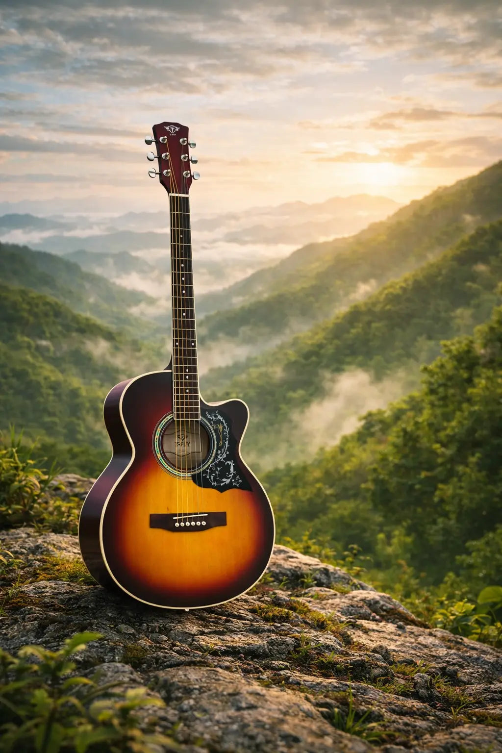 TFLY Cutaway Acoustic Guitar Sunburst Finish with Rosewood Fretboard