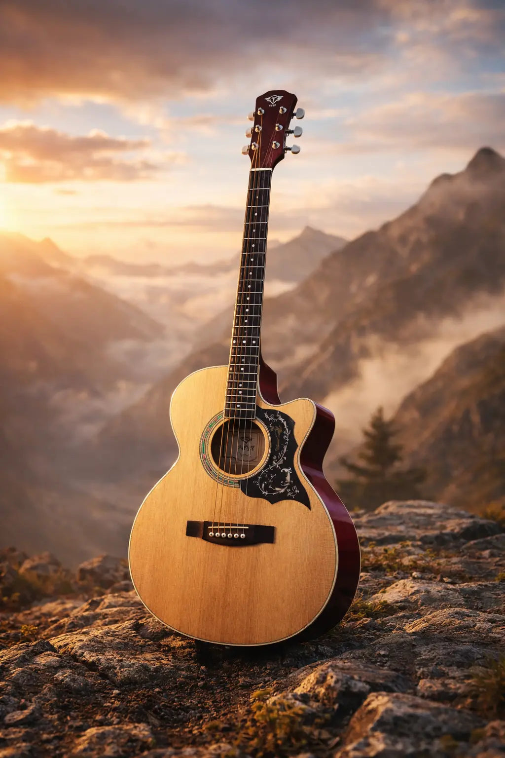 TFLY Acoustic Guitar Rosewood Fretboard - Natural Finish Dreadnought