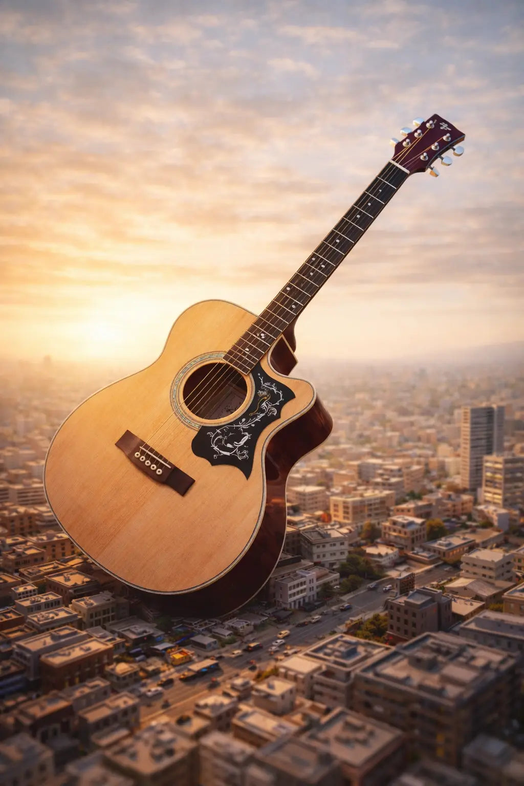 TFLY Acoustic Guitar Rosewood Fretboard - Natural Finish Dreadnought