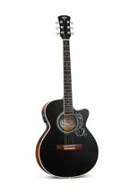TFLY Semi-Acoustic Guitar Black Finish with 3-Band EQ & Tuner - Cutaway Design