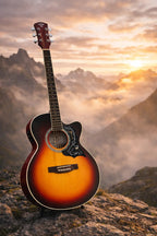 TFLY Semi-Acoustic Guitar Sunburst Finish with 3-Band EQ & Tuner - Cutaway Design