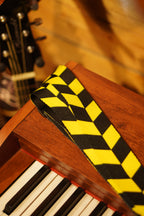 Yellow & Black Chevron Guitar Strap – Adjustable Fabric Design