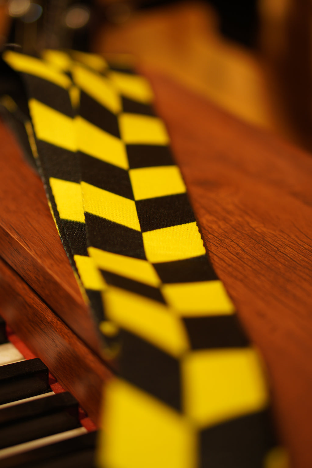Yellow & Black Chevron Guitar Strap – Adjustable Fabric Design