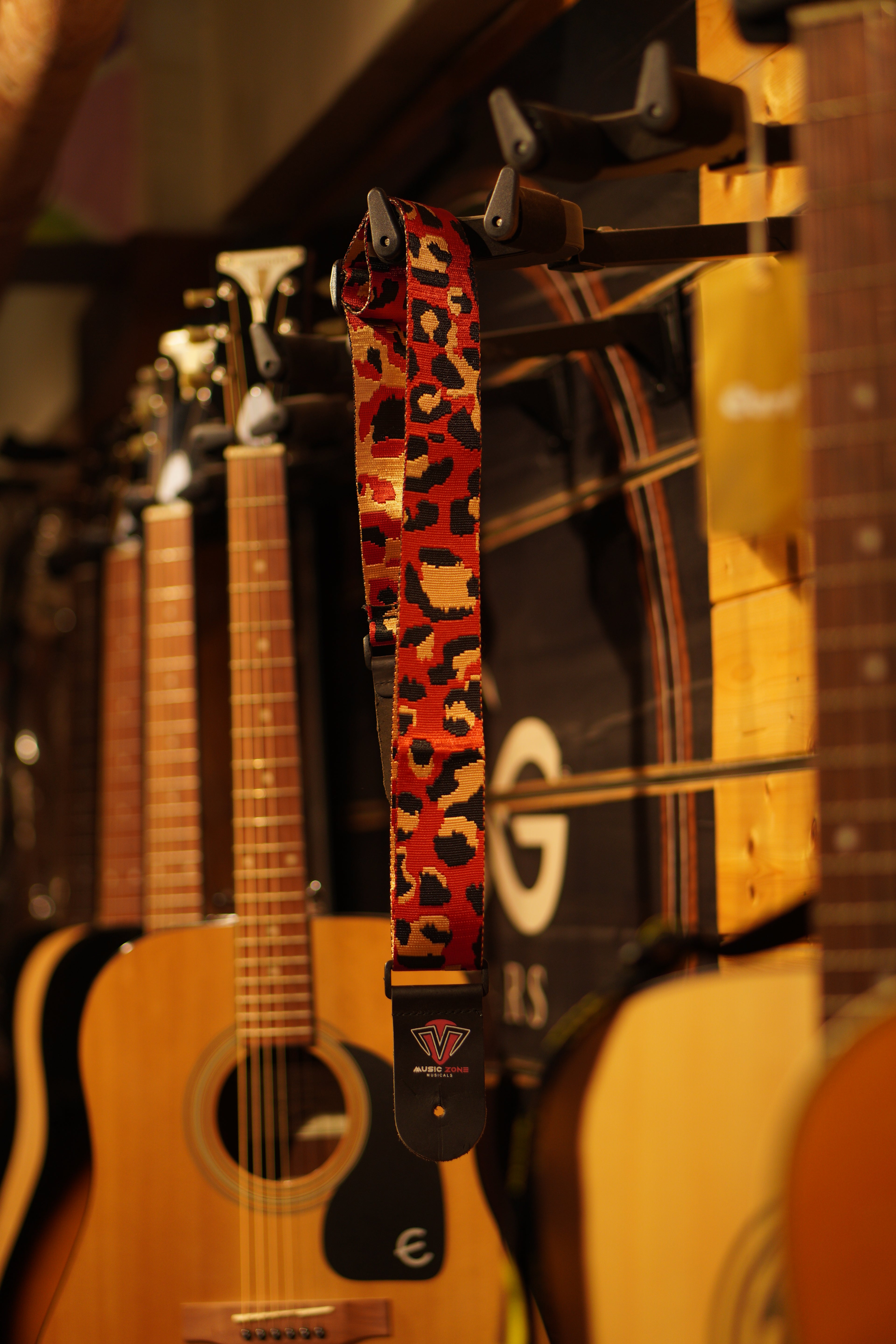 Red Leopard Pattern Adjustable Guitar Strap