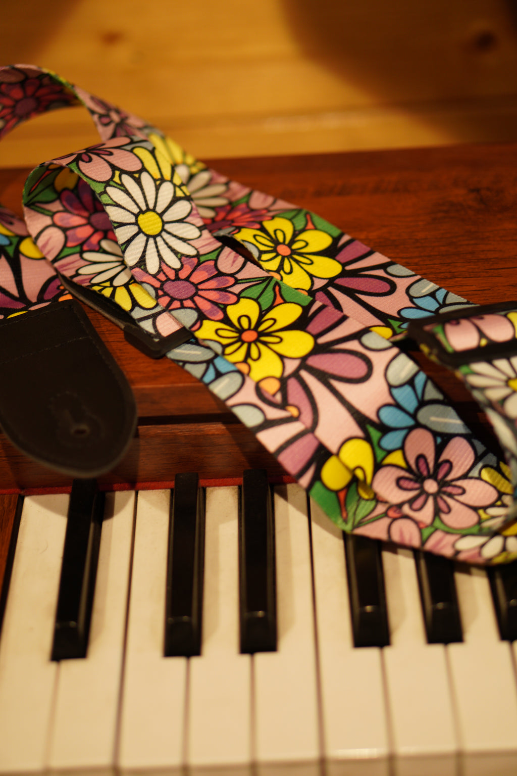 Colorful Floral Design Guitar Strap for Acoustic & Electric Guitars