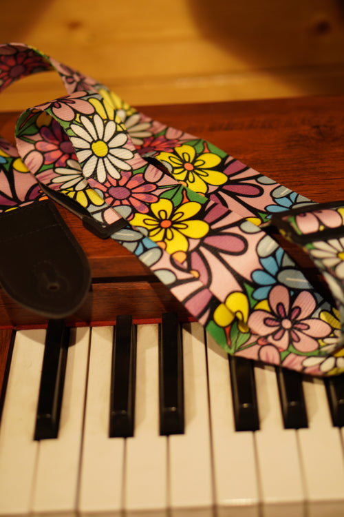 Colorful Floral Design Guitar Strap for Acoustic & Electric Guitars