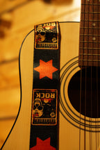 Classic Rock Star Guitar Strap – Bold Design with Leather Tips
