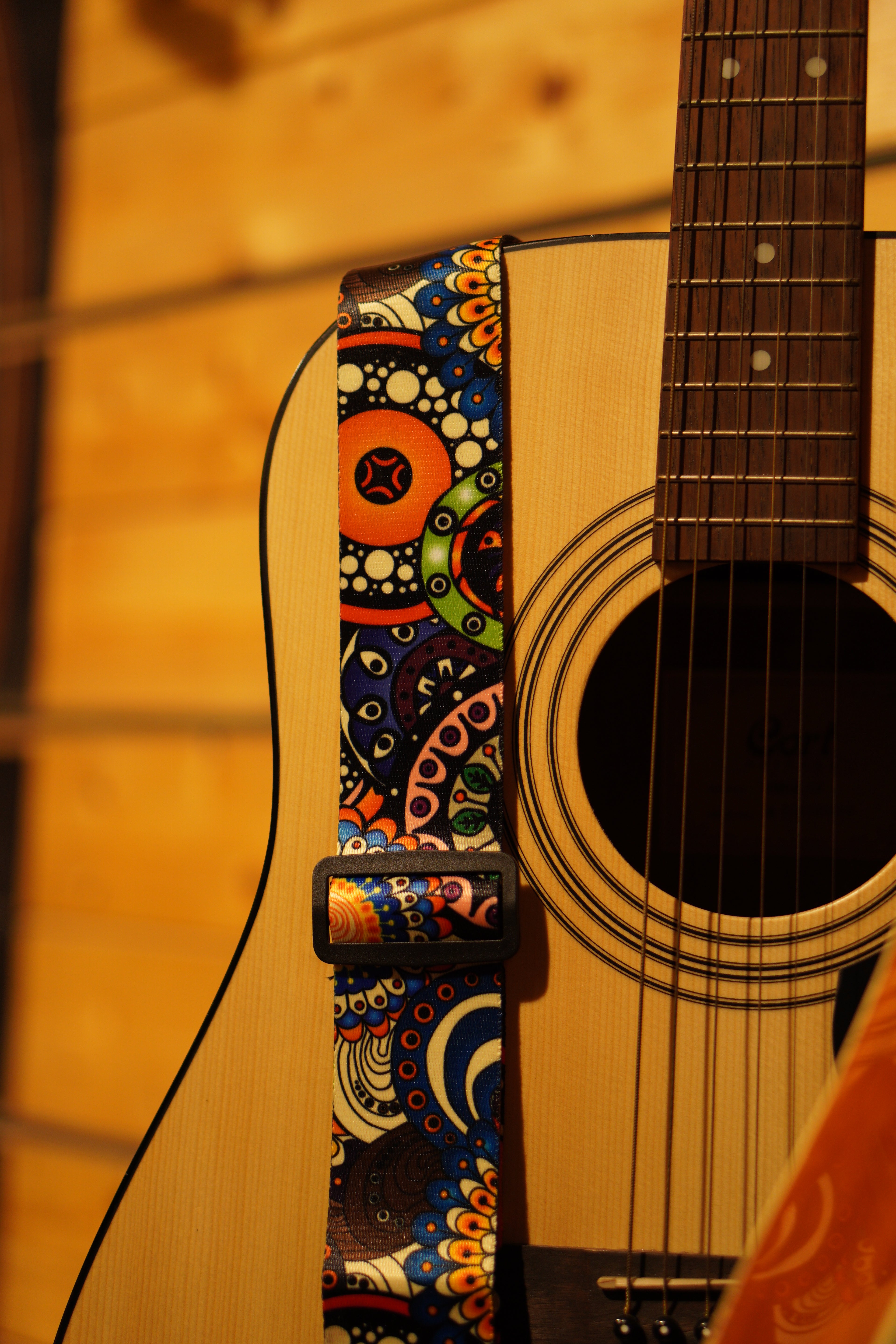 Vintage Tribal Design Guitar Strap with Premium Leather Tips