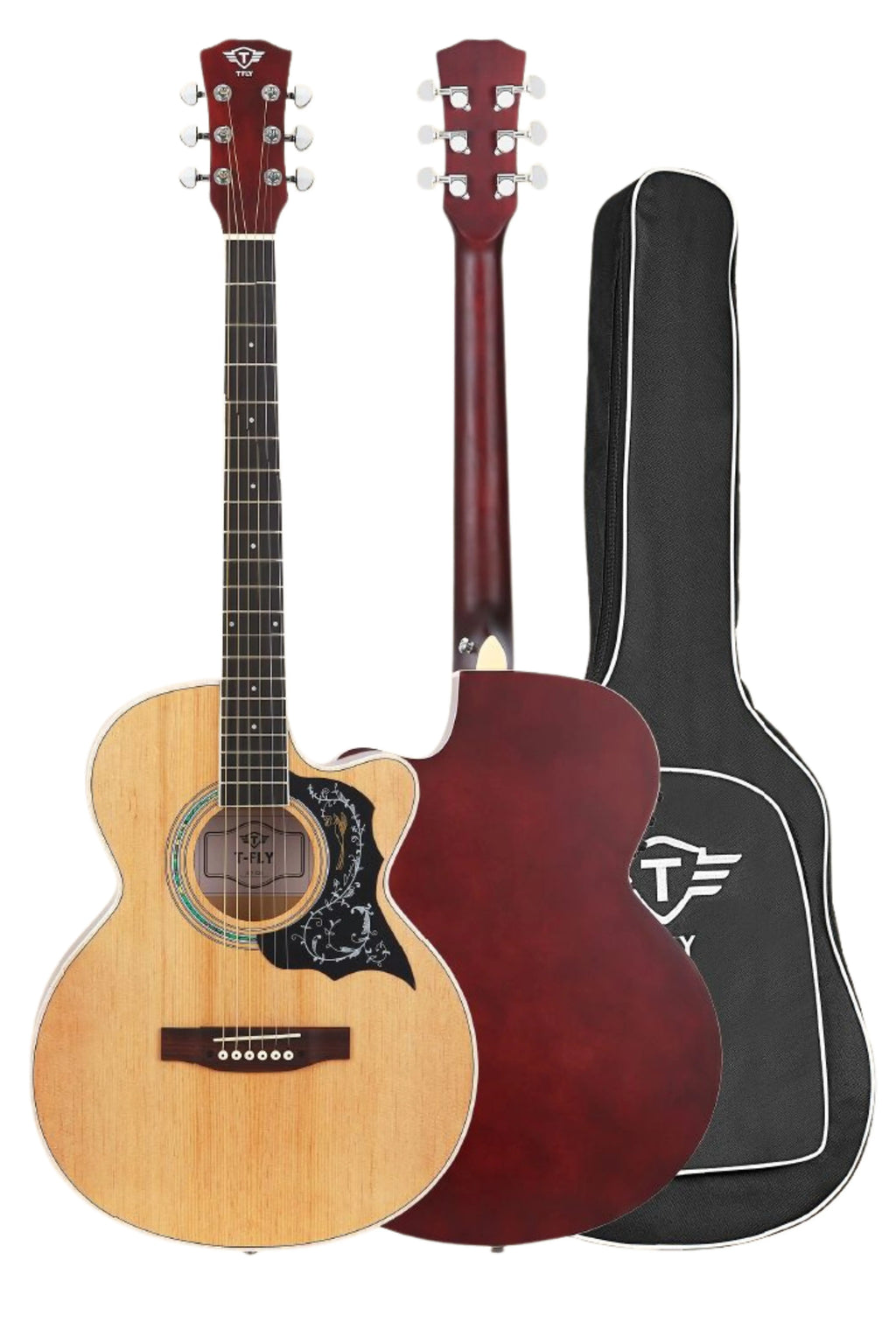 TFLY Acoustic Guitar Rosewood Fretboard - Natural Finish Dreadnought